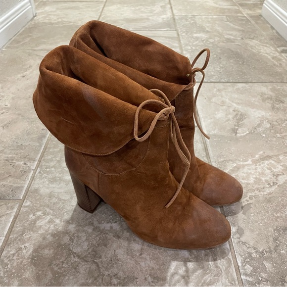 Free People Mila Heel Boots Women's Suede Ankle Bootie Tan Size 38, US 8 - Italy - Picture 3 of 13